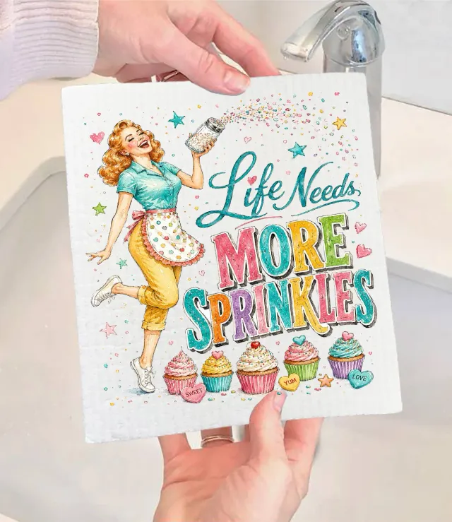 Avery Lane Gifts Funny Life Needs More Sprinkles karklud 17x20 cm