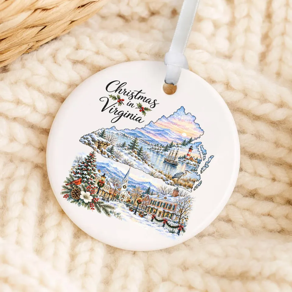 Avery Lane Gifts Virginia juleornament porcelæn 7,5 cm