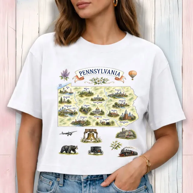 Avery Lane Gifts Pennsylvania cropped t-shirt hvid bomuld
