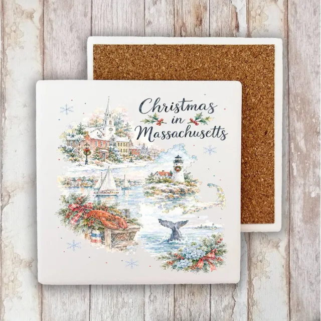 Avery Lane Gifts Christmas Massachusetts bordskåner 10x10 cm sten