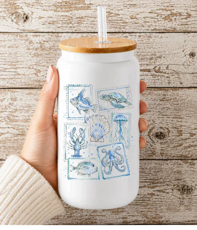 Avery Lane Gifts Coastal Blue drikkeglas 16 oz vintage