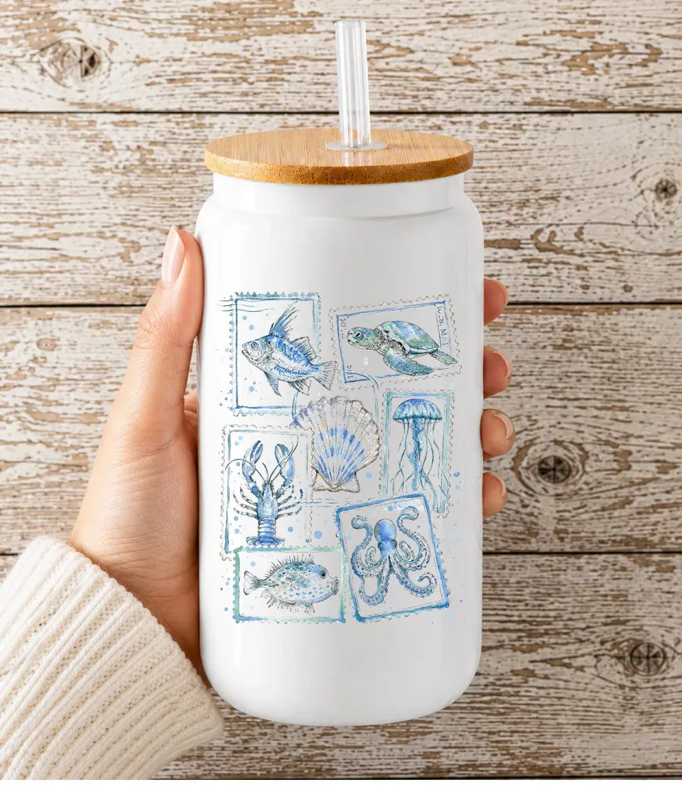 Avery Lane Gifts Coastal Blue drikkeglas 16 oz vintage