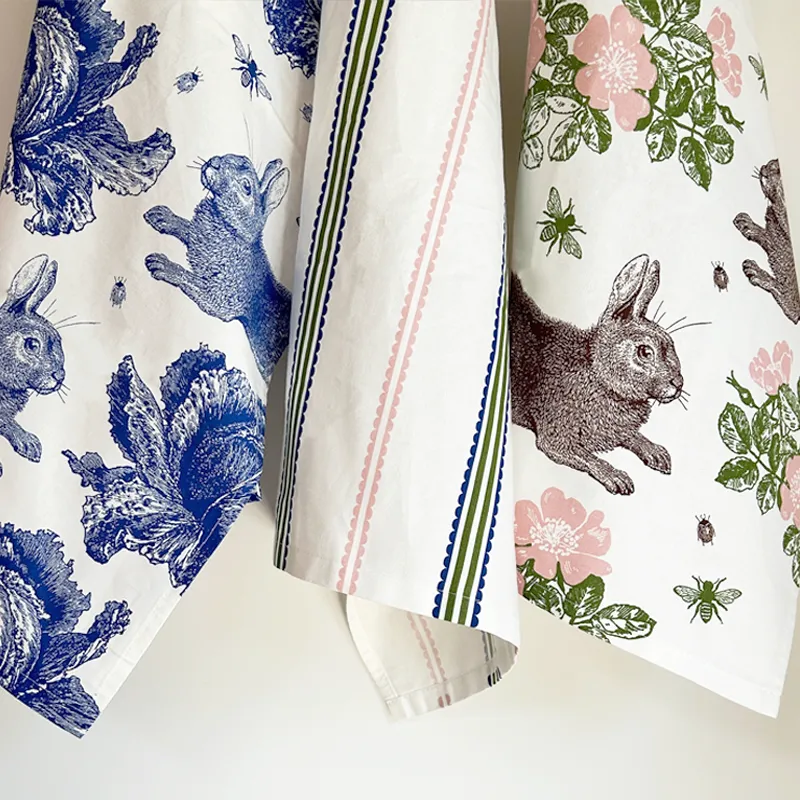 Thornback & Peel Scallop & Stripe viskestykke 47x77 cm pastelfarvet