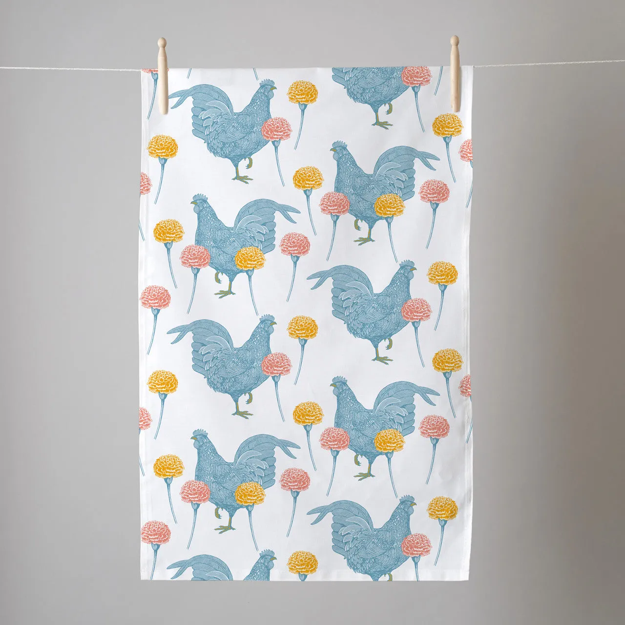 Thornback & Peel Chicken & Carnation viskestykke 47x77 bomuld