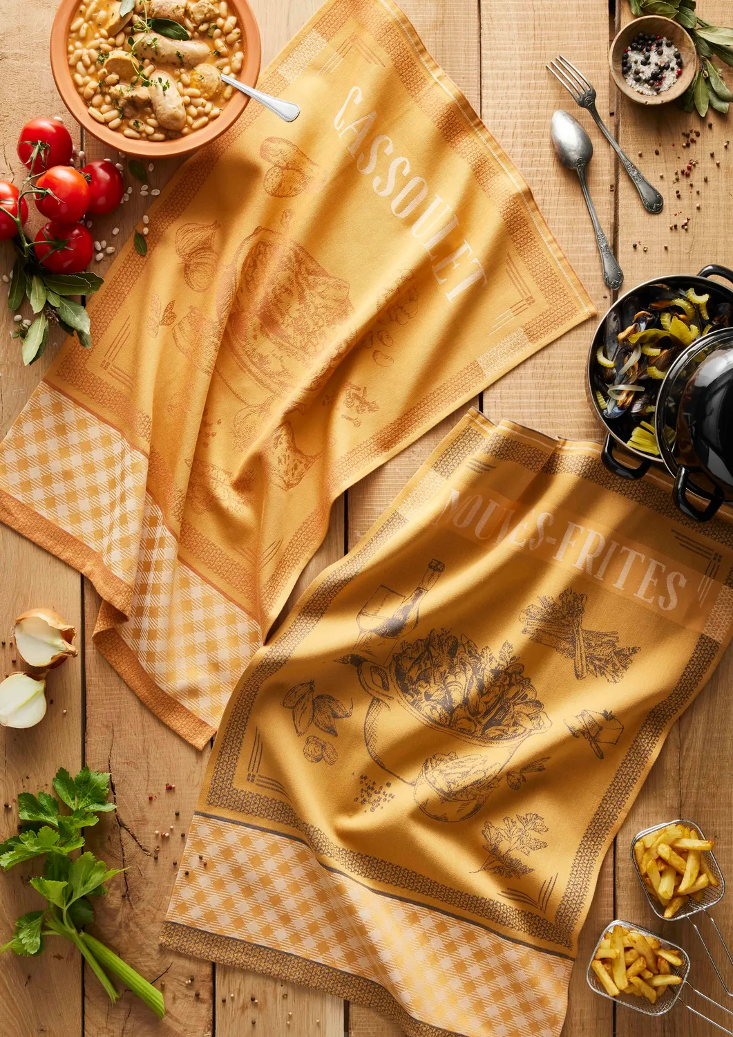 Coucke Cassoulet viskestykke 50x75 cm okker bomuld