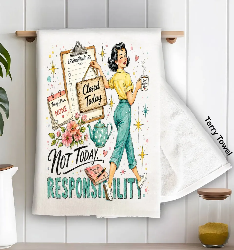 Avery Lane Gifts Housewives viskestykke Not Today Responsibility bomuld