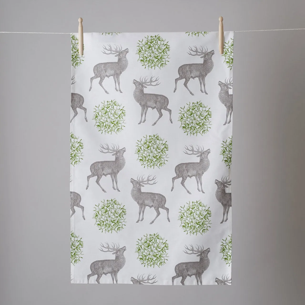 Thornback & Peel Stag & Mistletoe Tea Towel viskestykke 47x77