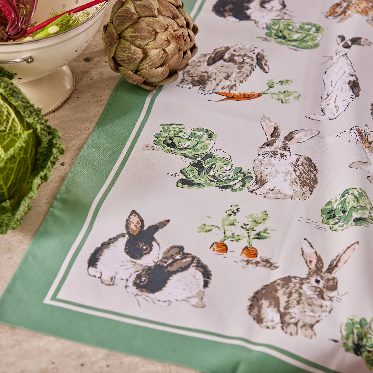 Ulster Weavers Rabbit Patch viskestykke grøn bomuld