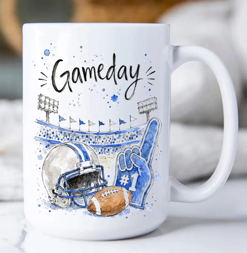 Avery Lane Gifts Gameday Football krus 444 ml blå