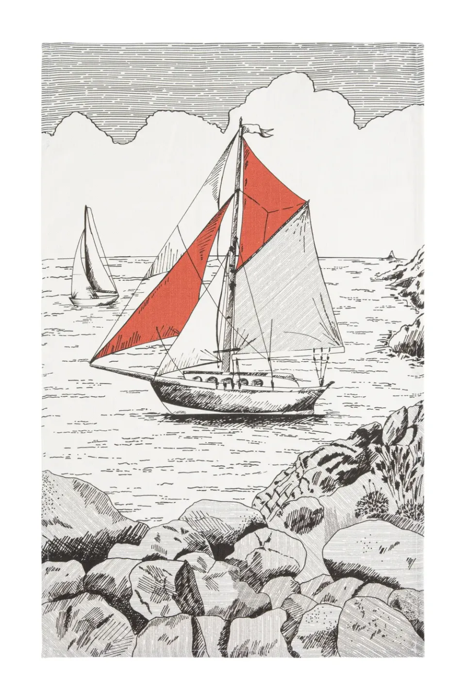 Coucke Sailboat viskestykke hvid 50x75 cm bomuld/hør