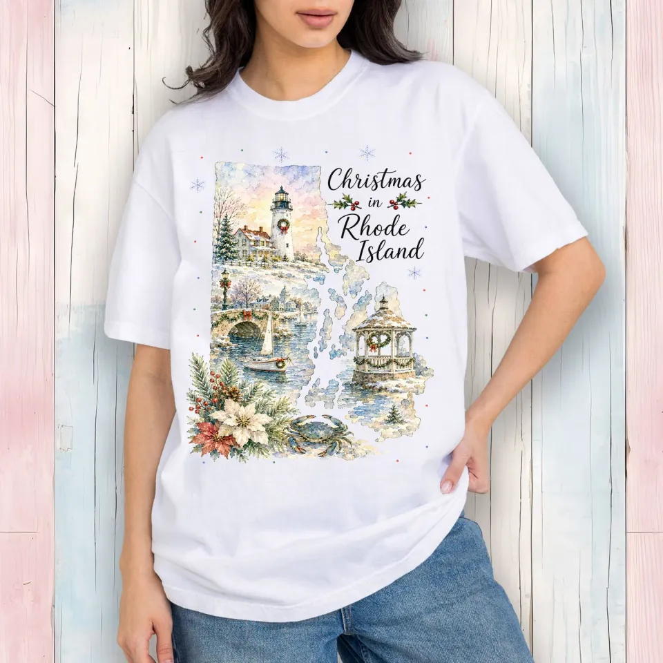 Avery Lane Gifts Christmas Rhode Island T-shirt hvid bomuld