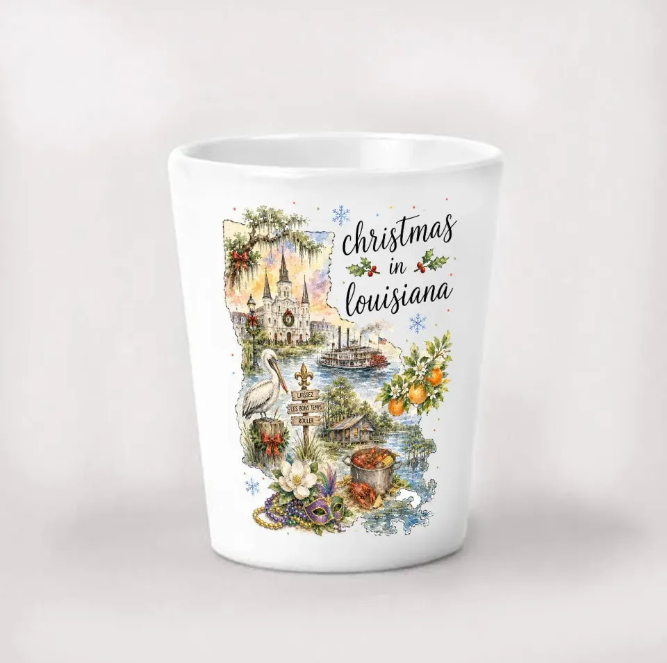 Avery Lane Gifts Christmas Louisiana shotglas keramik