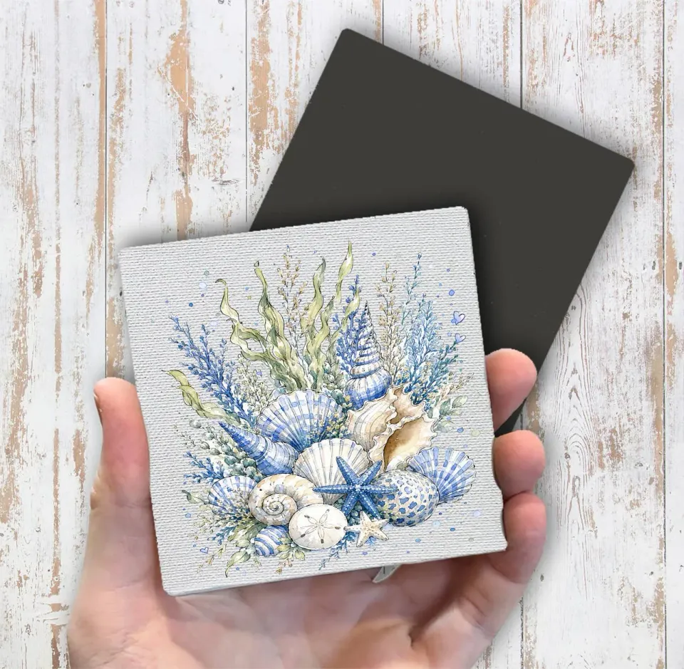 Avery Lane Gifts Coastal Blue Sea Shells køleskabsmagnet 10 cm