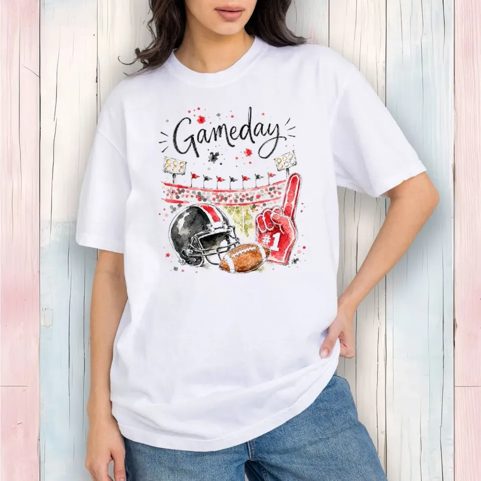 Avery Lane Gifts Gameday Football t-shirt sort-rød bomuld