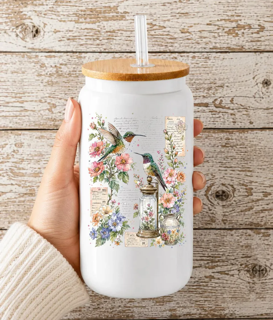 Avery Lane Gifts Vintage Flowers drikkeglas 473 ml kolibri
