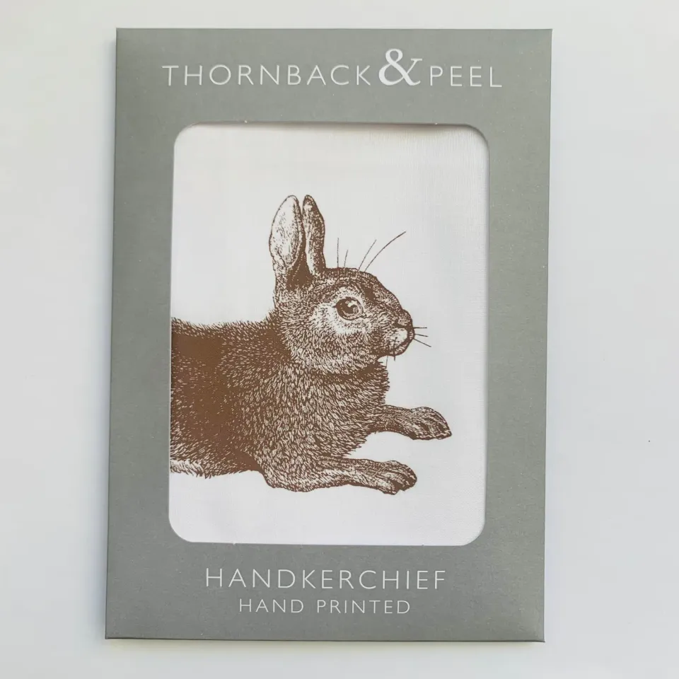 Thornback & Peel Single Rabbit lommetørklæde hvid 40x40