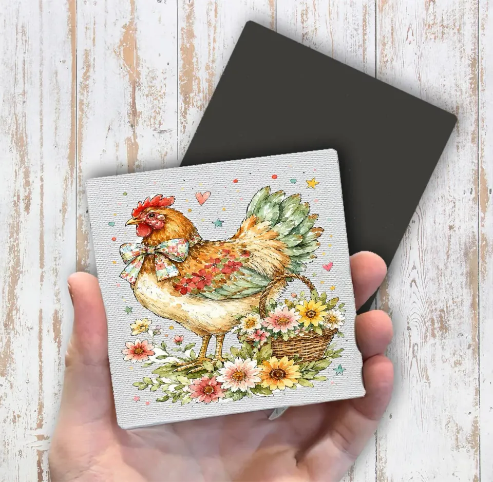 Avery Lane Watercolor Hen magnet 10x10 cm