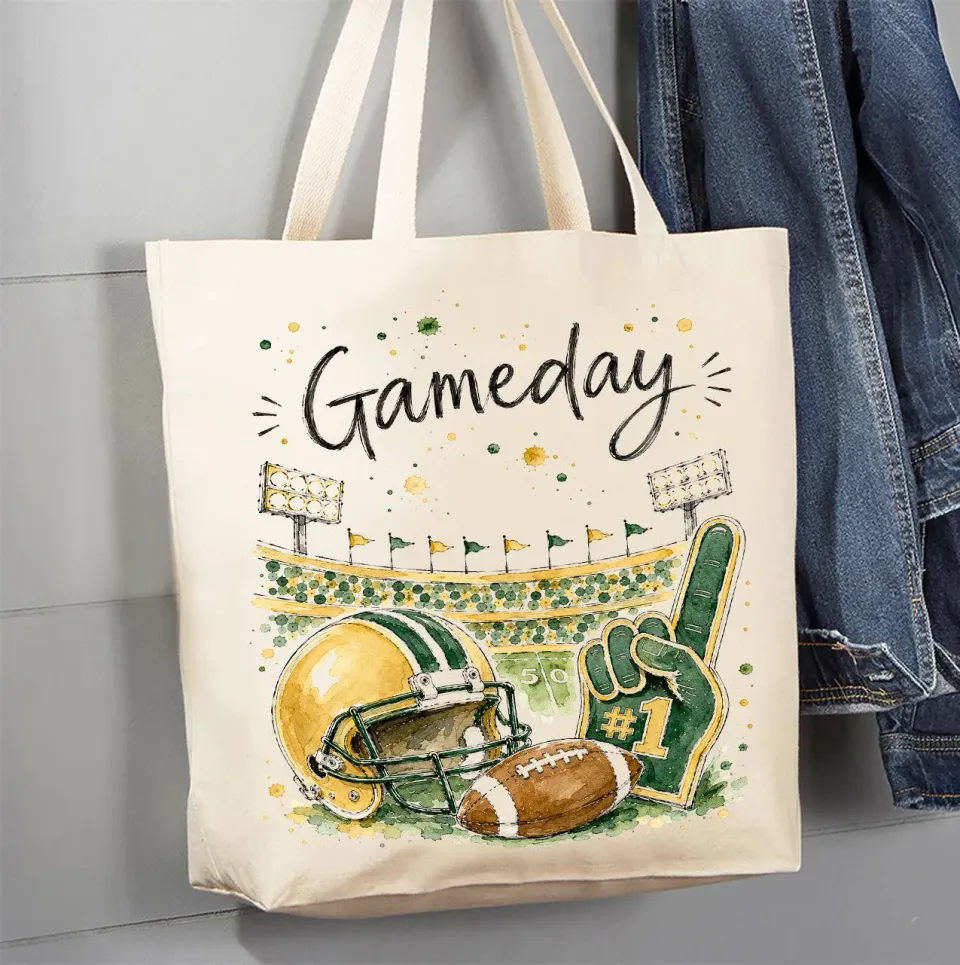 Avery Lane Gifts Gameday Football mulepose bomuld grøn