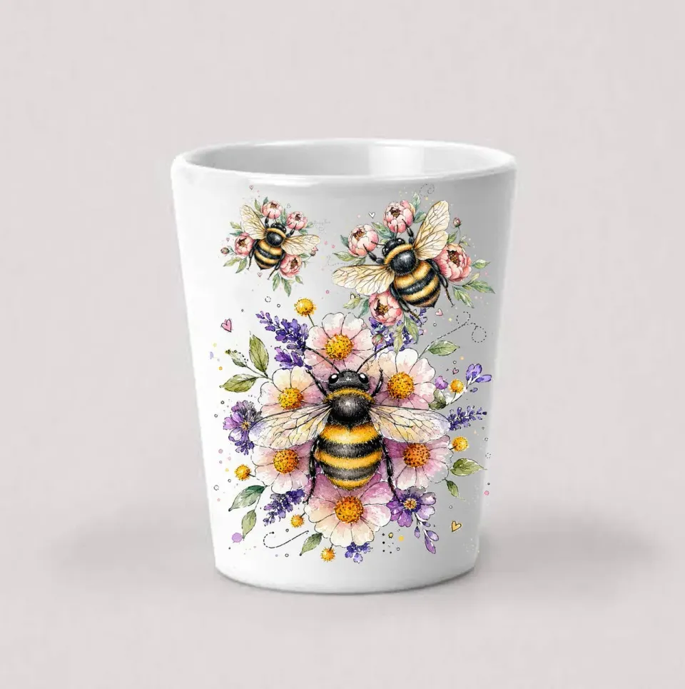 Avery Lane Gifts Whimsical Bees Flowers shotglas hvid 4 cl
