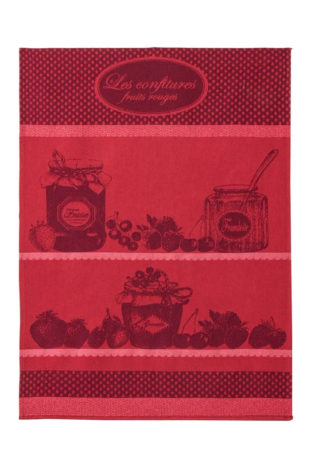 Coucke Red Berry Jams viskestykke rød 50x75 cm bomuld