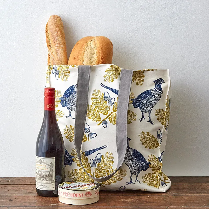 Thornback & Peel Pheasant & Oak Tote Bag mulepose canvas