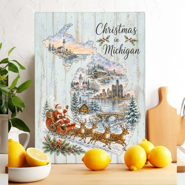 Avery Lane Gifts Christmas in Michigan skærebræt glas 28x38 cm