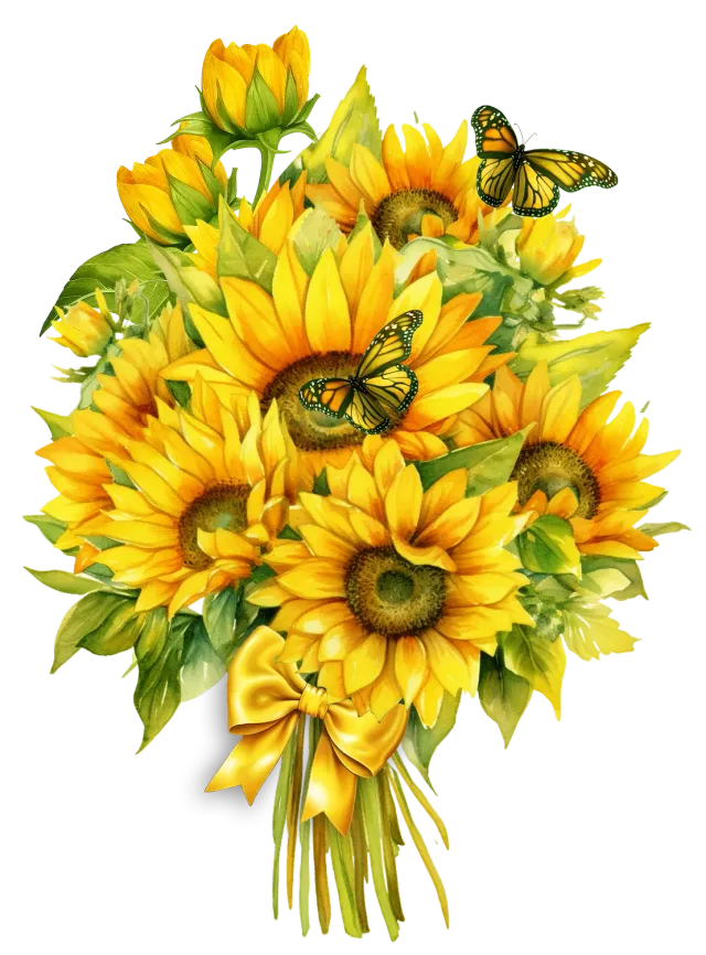 Avery Lane Gifts Sunflowers Butterfly Bouquet viskestykke