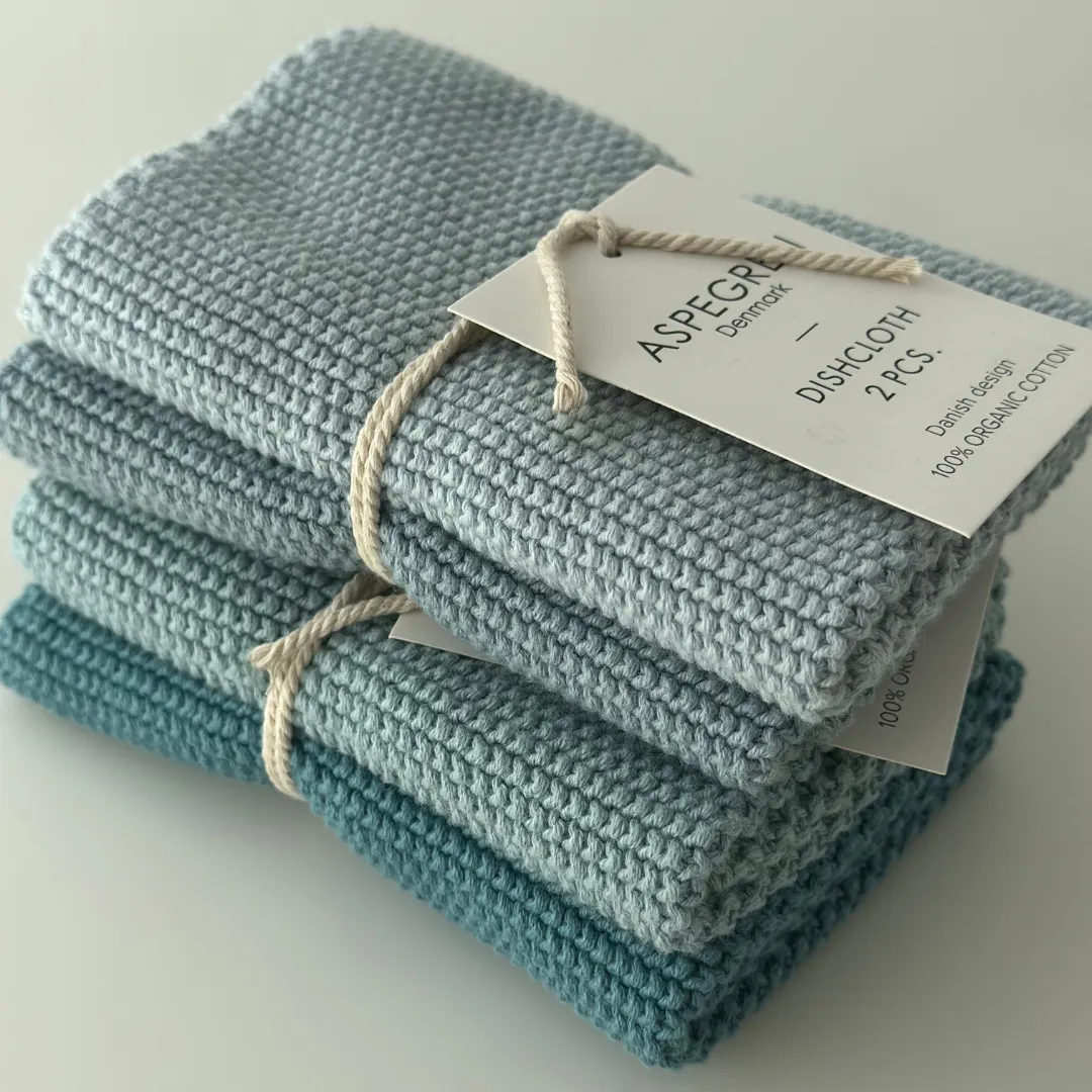 AspEgren Solid karklud 26x26 cm aqua 2 stk økologisk