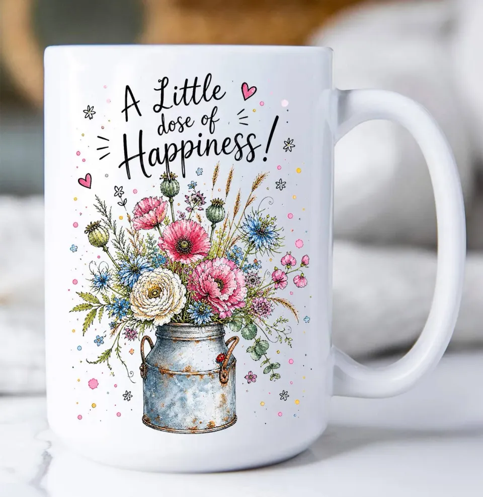 Avery Lane Gifts Happiness Flowers krus 44 cl hvid keramik