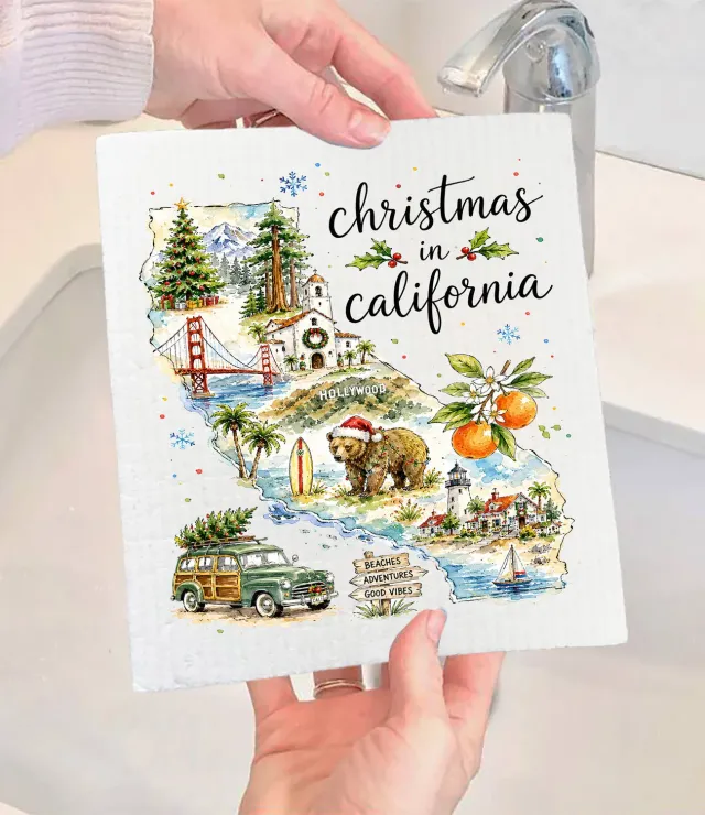 Avery Lane Gifts Christmas in California State Map karklud 17x20 cm