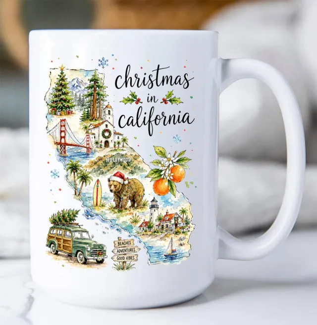 Avery Lane Gifts Christmas California kaffekrus 15oz keramik