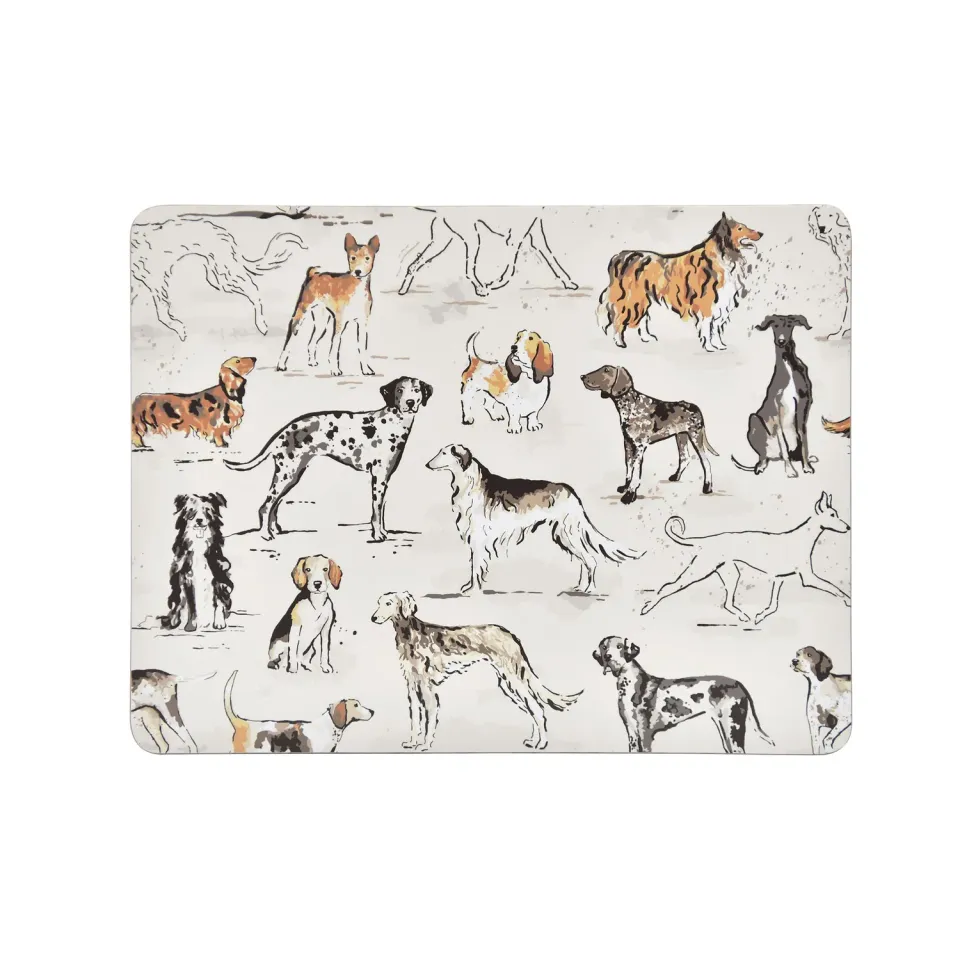 Ulster Weavers Country Dogs dækkeserviet brun 4-pak