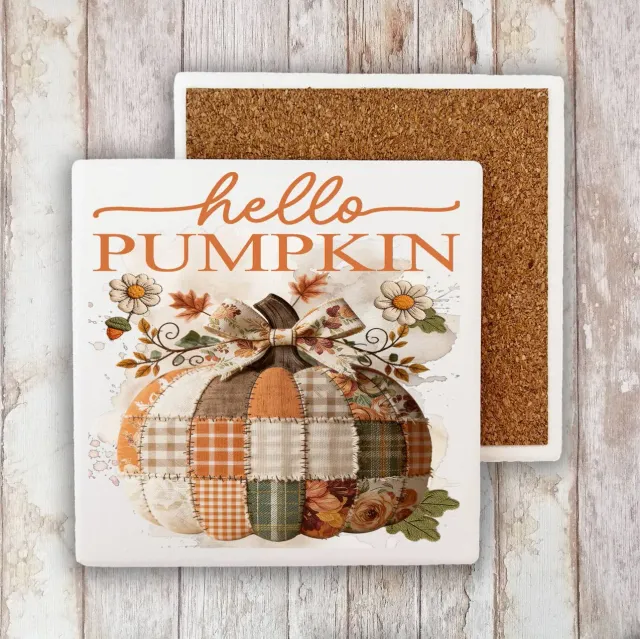 Avery Lane Gifts Fall Hello Pumpkin Quilted Patch bordskåner 10x10 cm