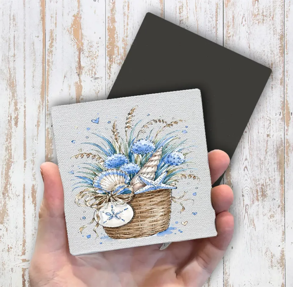 Avery Lane Gifts Coastal Blue Baskets magnet 10x10 cm lærred