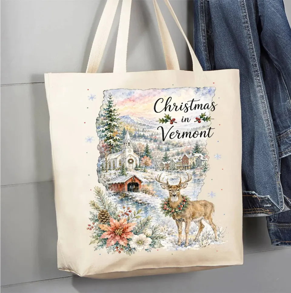 Avery Lane Gifts Christmas in Vermont State Map mulepose bomuld