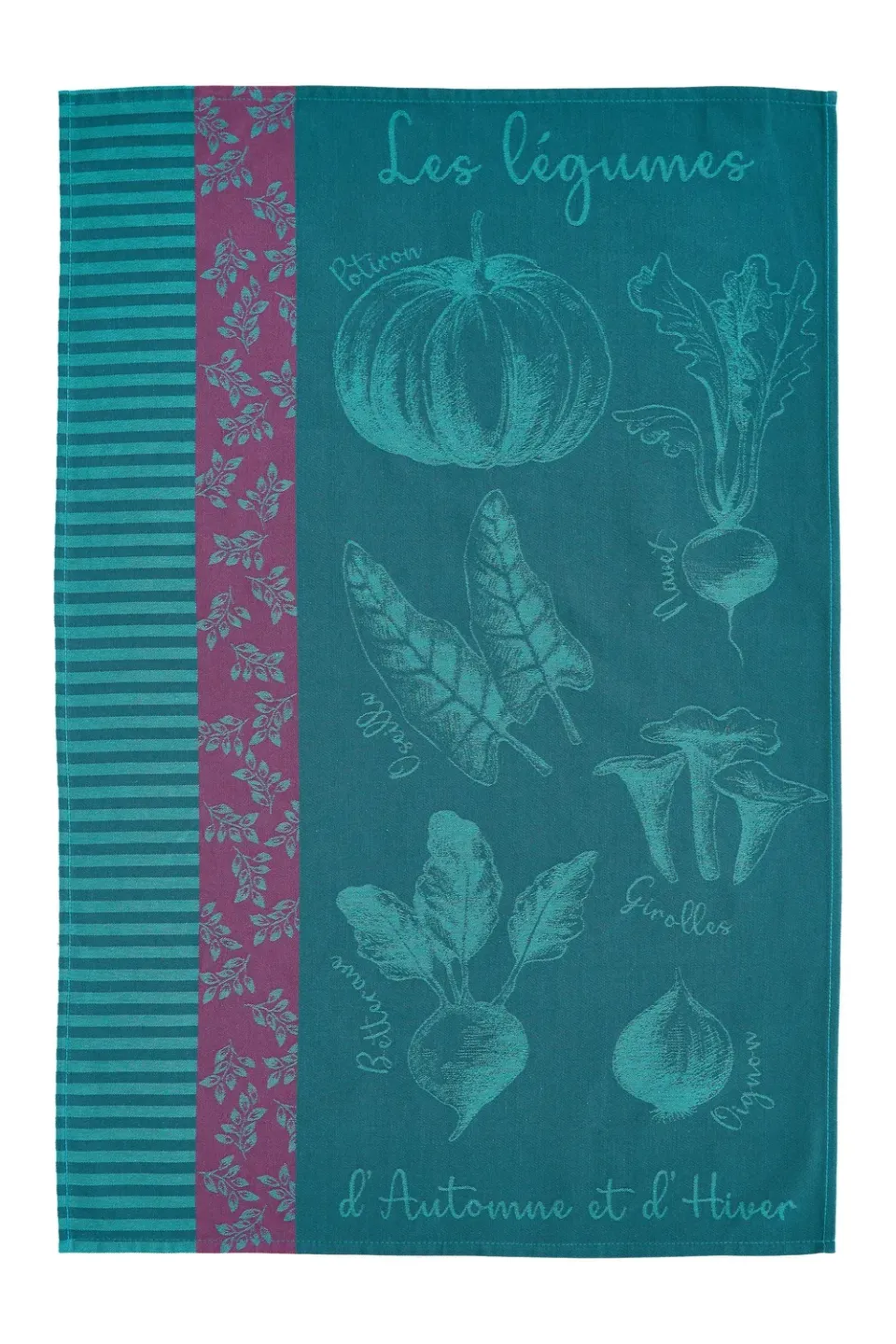 Coucke Autumn Vegetable Garden viskestykke blå 50x75 jacquard