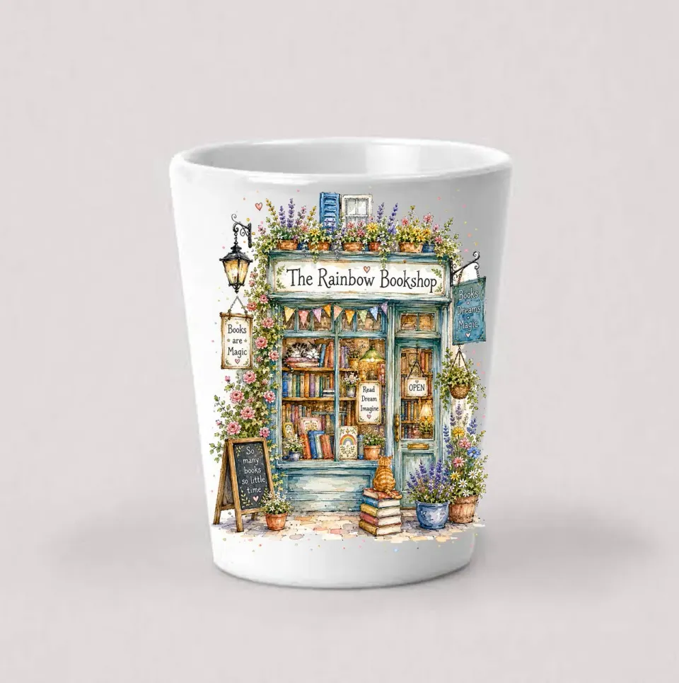 Avery Lane Gifts Whimsical Bookstore shotglas 44 ml hvid