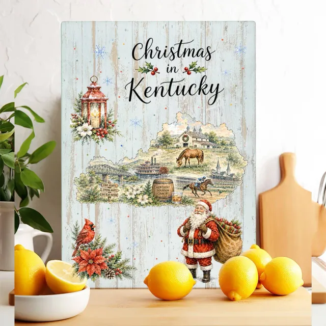 Avery Lane Gifts Christmas Kentucky kort skærebræt glas 28x38