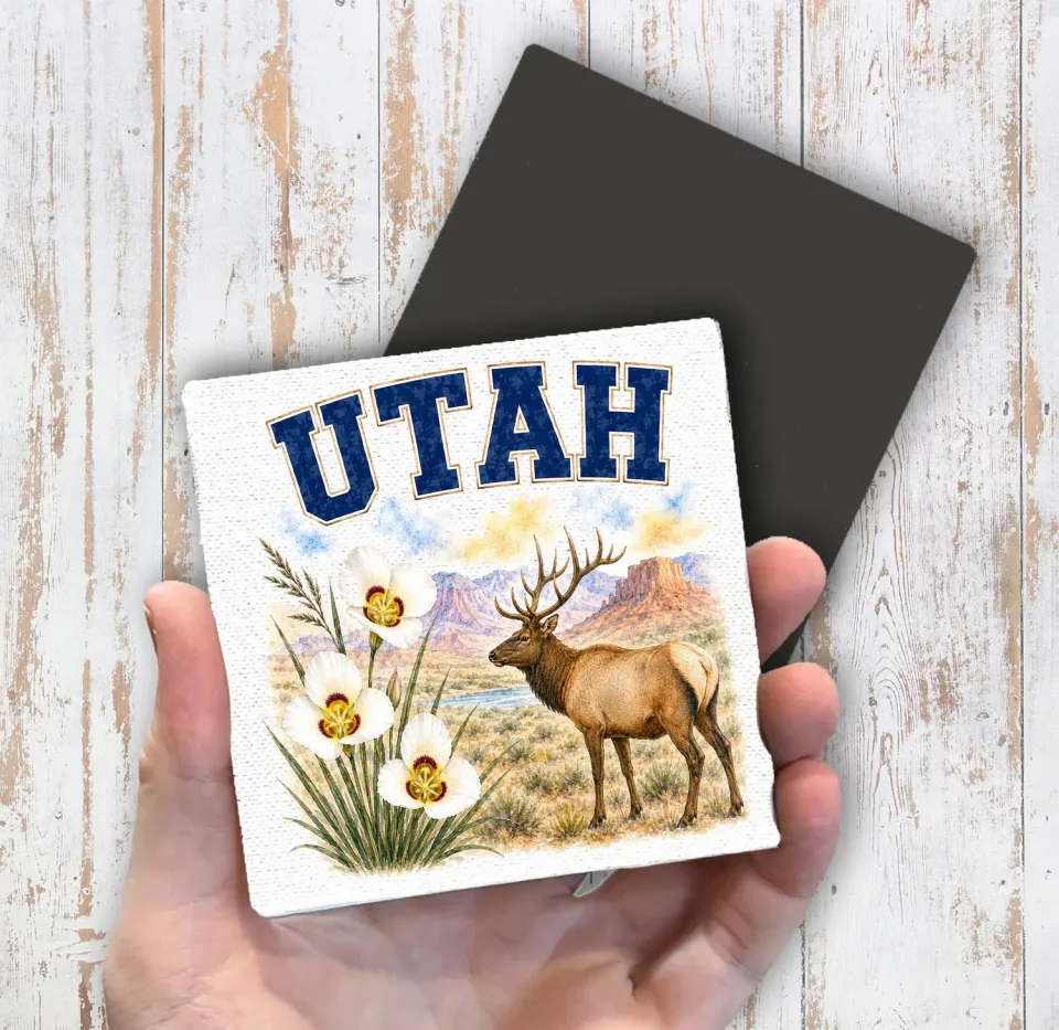 Avery Lane Gifts Utah magnet køleskab 10x10 cm lærred