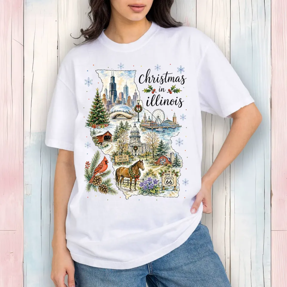 Avery Lane Gifts Christmas Illinois t-shirt bomuld hvid