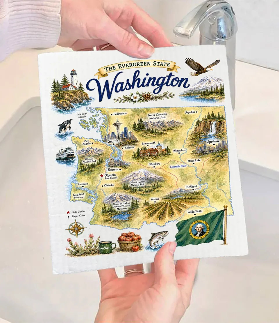 Avery Lane Gifts Washington State Map karklud 17x20 cm