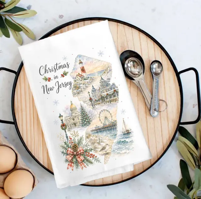 Avery Lane Gifts Christmas in New Jersey viskestykke bomuld 69x69 cm