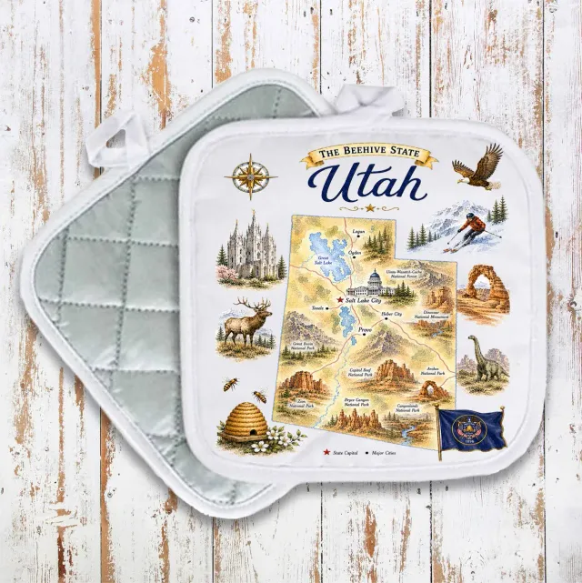 Avery Lane Utah State Map grydelap 20x20 cm bomuld quiltet