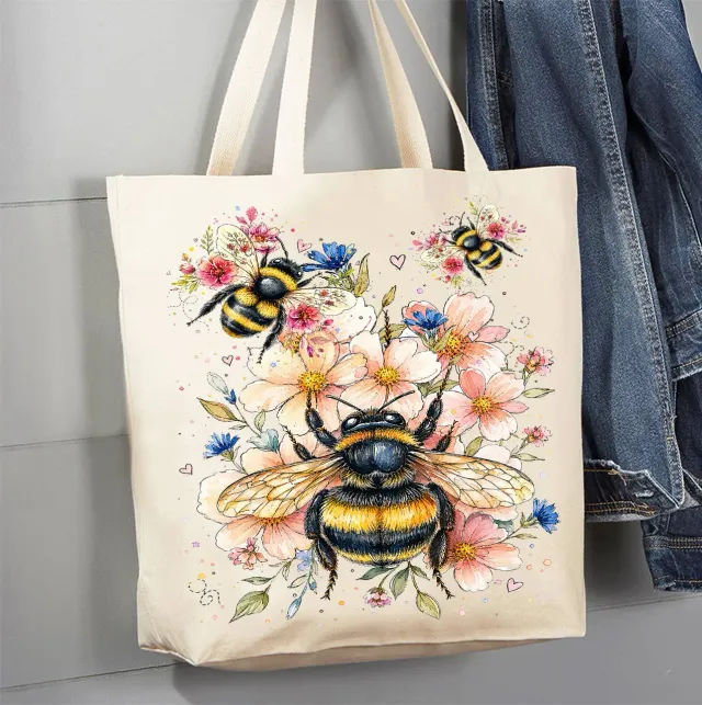 Avery Lane Gifts Watercolor Bees Flowers mulepose bomuld