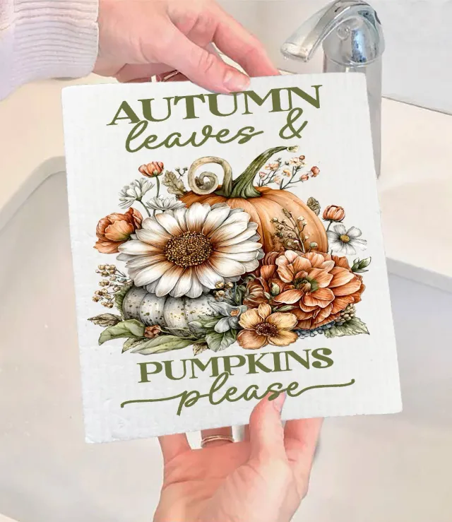 Avery Lane Gifts Autumn Leaves Pumpkins karklud svensk 17x20