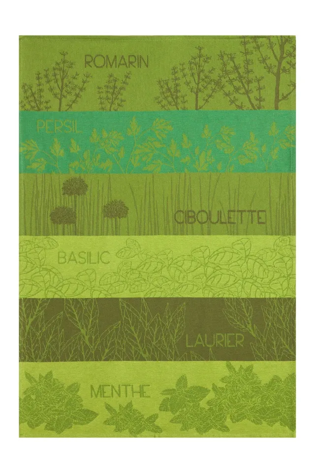 Coucke Aromatic Herbs viskestykke grøn 50x75 cm bomuld