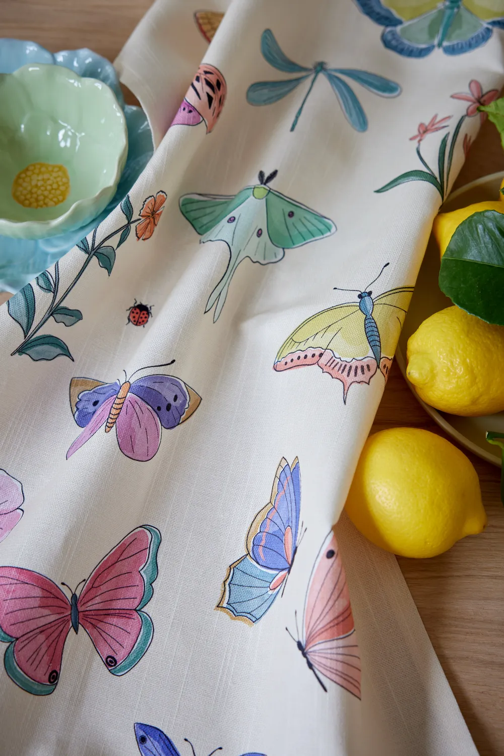 Coucke The Butterflies viskestykke hvid 50x75 sommerfugle