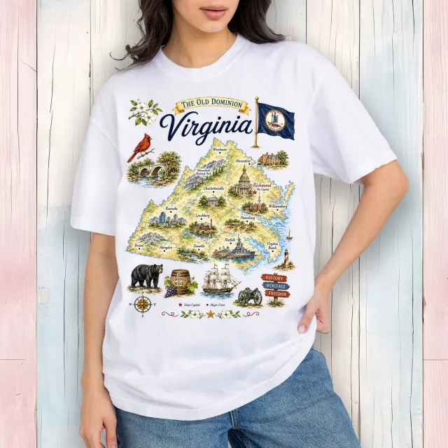 Avery Lane Virginia Landmark T-shirt hvid bomuld