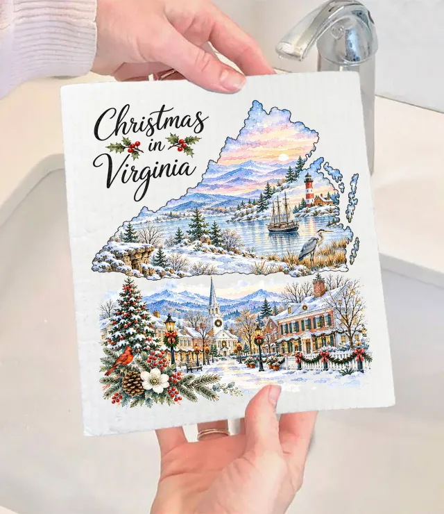 Avery Lane Gifts Christmas in Virginia State Map karklud 17x20