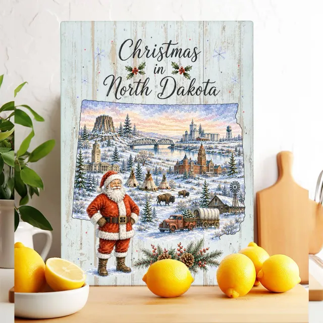 Avery Lane Gifts Christmas North Dakota skærebræt glas 28x38